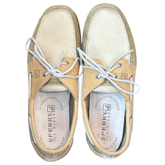 Sperry Top-Sider A/O 2-Eye Colorblock Boat Shoes Cream/Dusty Olive/Tan Men’s 12 - Picture 5 of 7